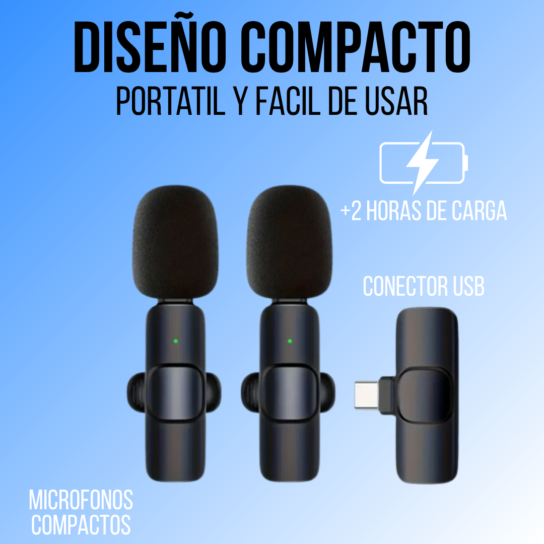 Super pack x2 microfonos inalambricos USB C - Grabacion de calidad