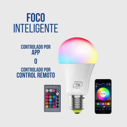 Bombilla LED RGB Inteligente con Wi-Fi Para Controlar Desde APP o Control Remoto