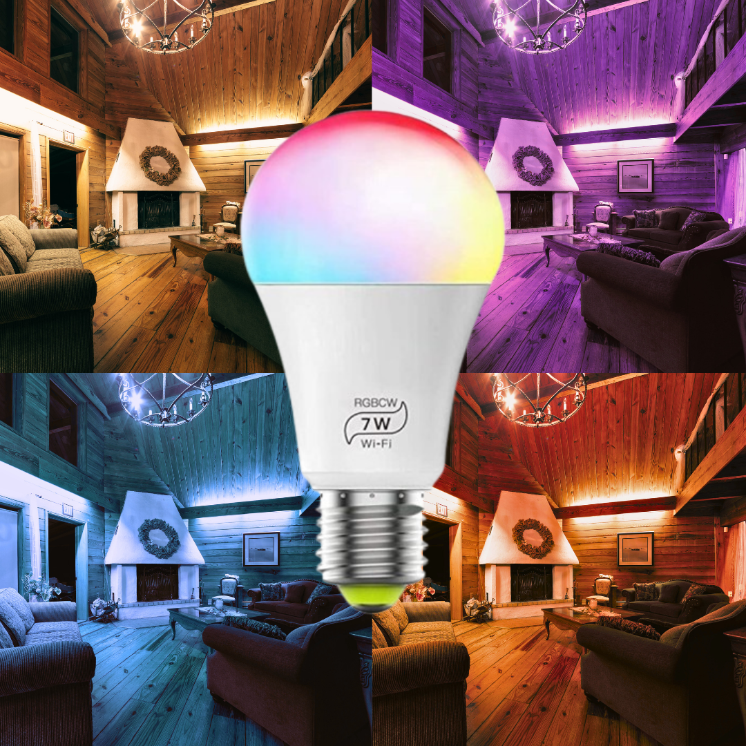 Bombilla LED RGB Inteligente con Wi-Fi Para Controlar Desde APP o Control Remoto